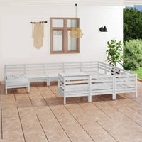 Thumbnail for 11-tlg. Garten-Lounge-Set Weiß Massivholz Kiefer