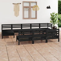 Thumbnail for 10-tlg. Garten-Lounge-Set Schwarz Massivholz Kiefer