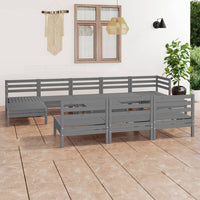 Thumbnail for 11-tlg. Garten-Lounge-Set Grau Massivholz Kiefer