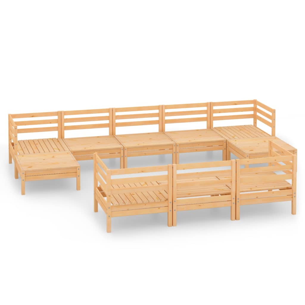 10-tlg. Garten-Lounge-Set Massivholz Kiefer