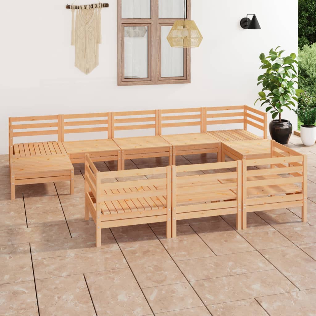 10-tlg. Garten-Lounge-Set Massivholz Kiefer