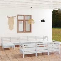 Thumbnail for 11-tlg. Garten-Lounge-Set Weiß Massivholz Kiefer