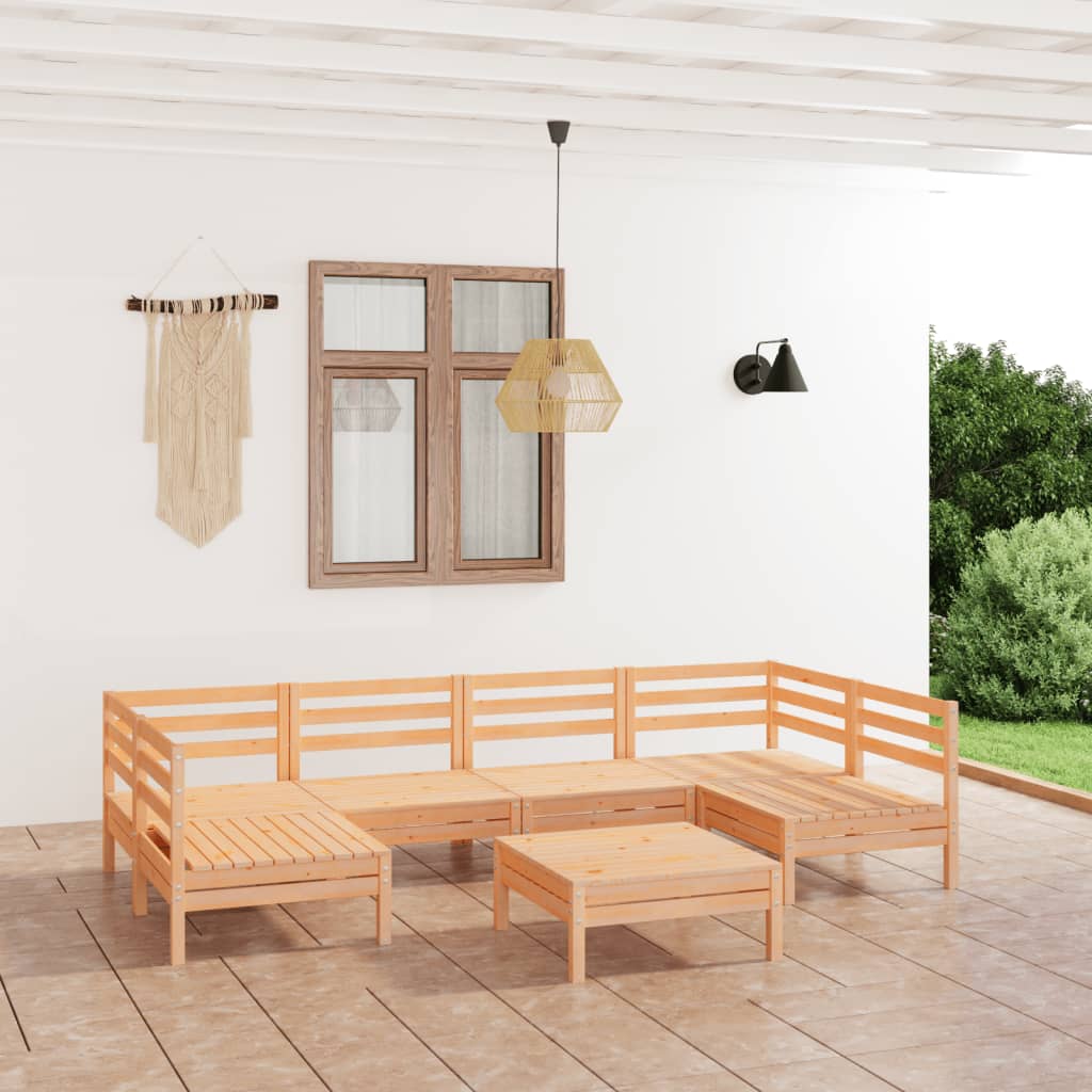 7-tlg. Garten-Lounge-Set Massivholz Kiefer