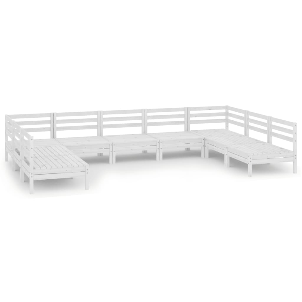 9-tlg. Garten-Lounge-Set Weiß Massivholz Kiefer