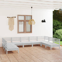 Thumbnail for 9-tlg. Garten-Lounge-Set Weiß Massivholz Kiefer