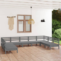 Thumbnail for 9-tlg. Garten-Lounge-Set Grau Massivholz Kiefer
