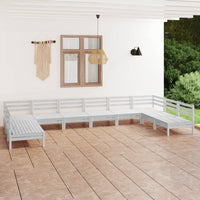 Thumbnail for 10-tlg. Garten-Lounge-Set Weiß Massivholz Kiefer