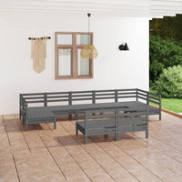 Thumbnail for 9-tlg. Garten-Lounge-Set Grau Massivholz Kiefer