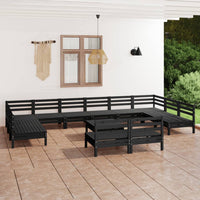 Thumbnail for 13-tlg. Garten-Lounge-Set Schwarz Massivholz Kiefer