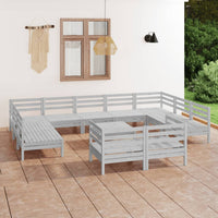 Thumbnail for 12-tlg. Garten-Lounge-Set Weiß Massivholz Kiefer