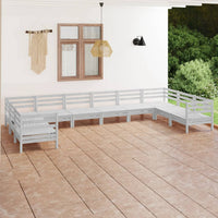 Thumbnail for 10-tlg. Garten-Lounge-Set Weiß Massivholz Kiefer