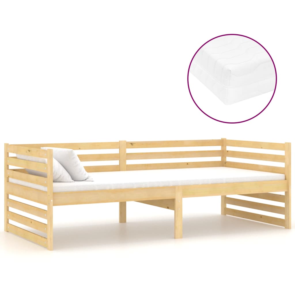 Tagesbett mit Matratze 90x200 cm Massivholz Kiefer