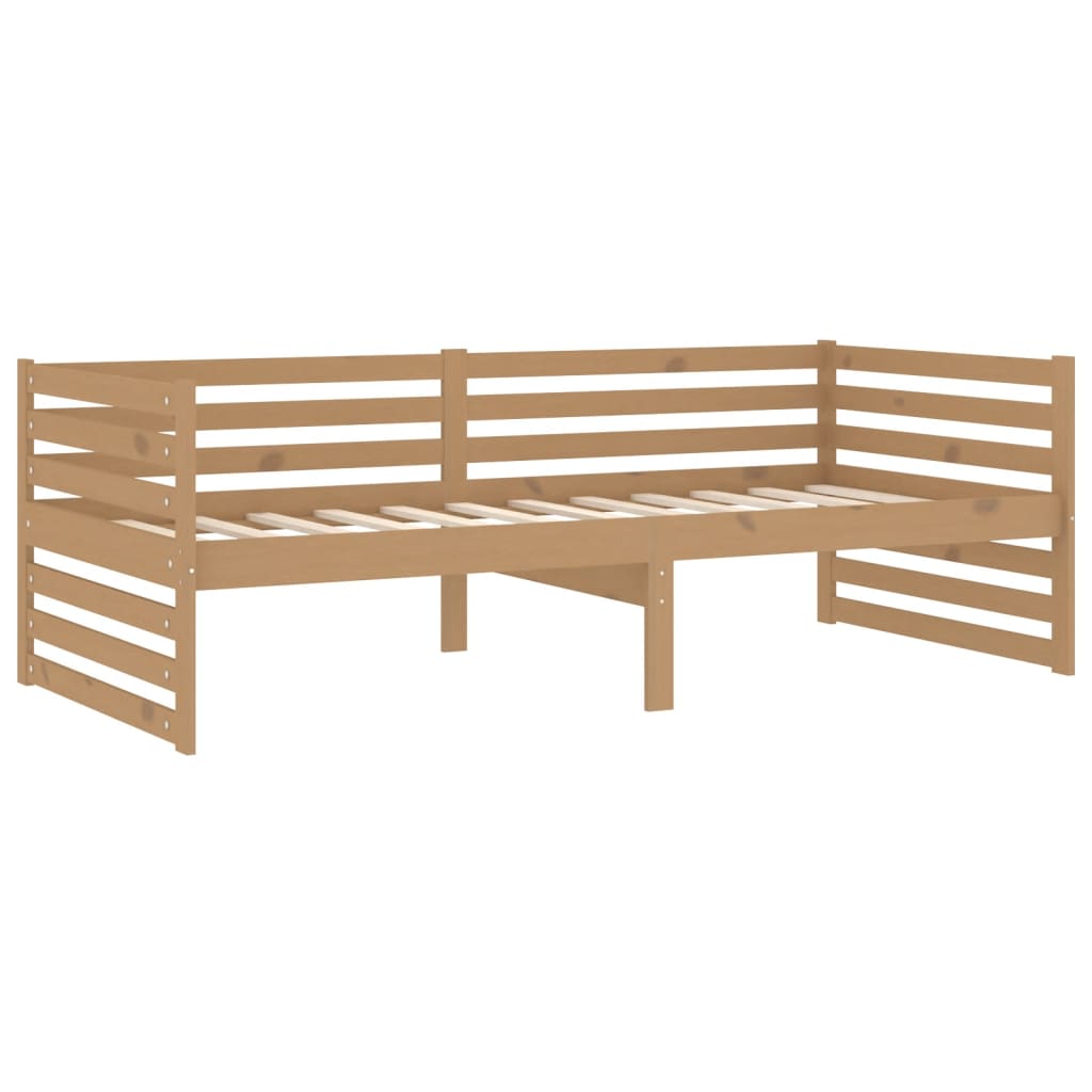 Tagesbett mit Matratze 90x200 cm Honigbraun Massivholz Kiefer