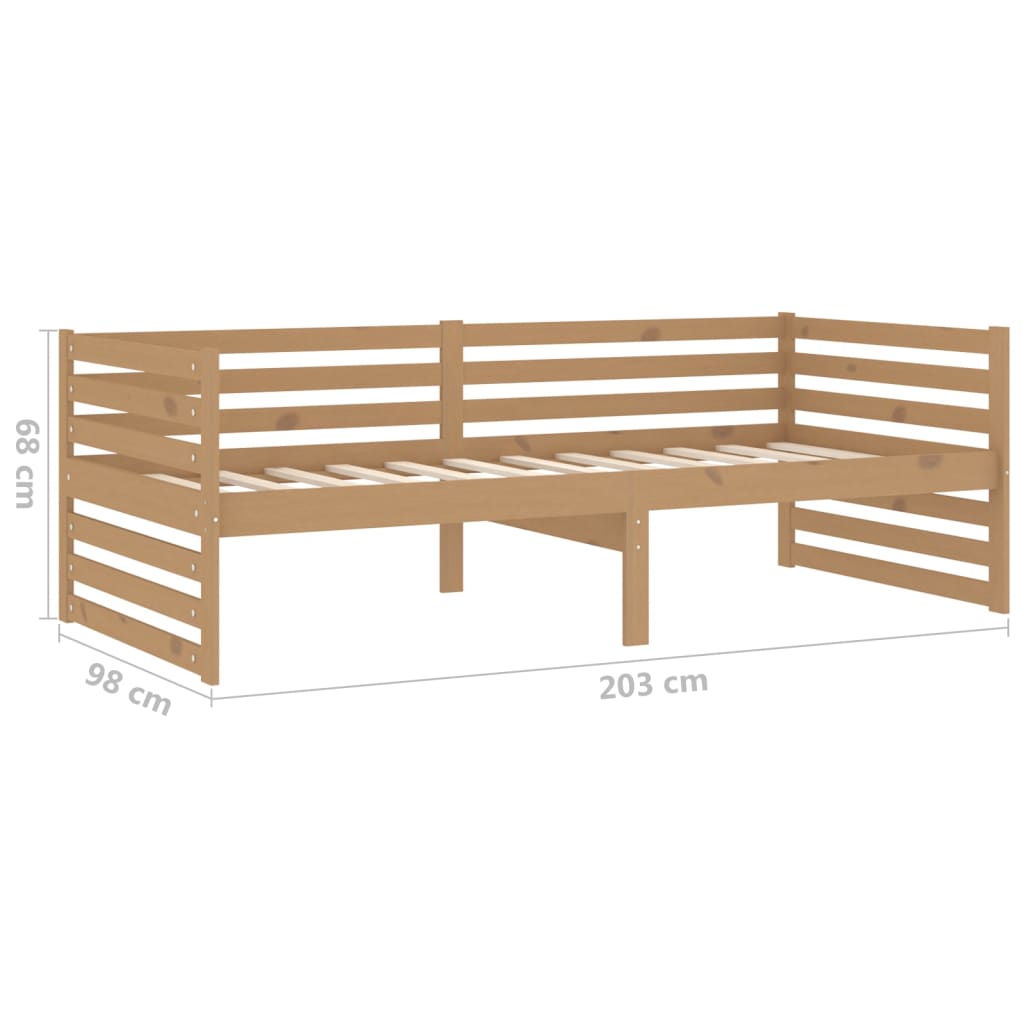 Tagesbett mit Matratze 90x200 cm Honigbraun Massivholz Kiefer