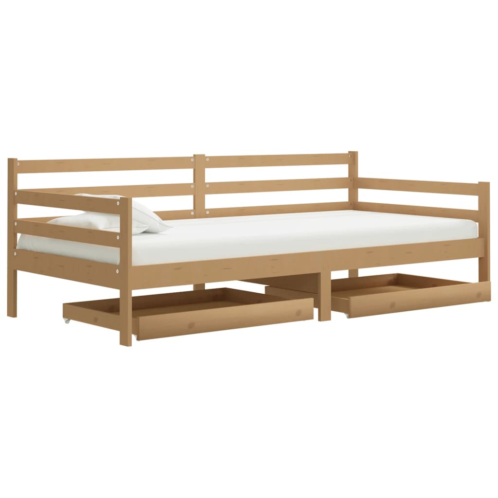 Tagesbett mit Schubladen Honigbraun 90x200 cm Massivholz Kiefer