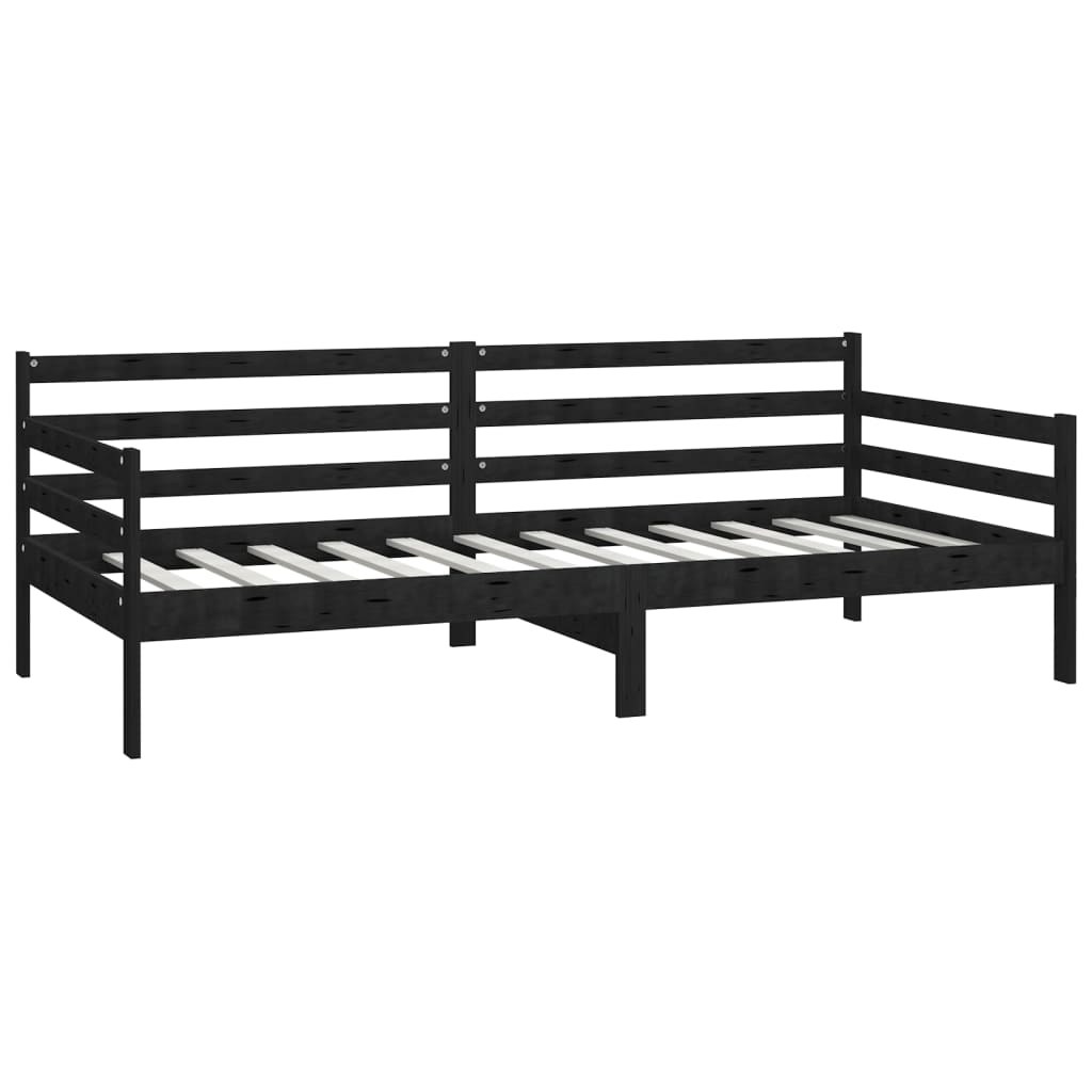 Tagesbett mit Schubladen 90x200 cm Schwarz Massivholz Kiefer