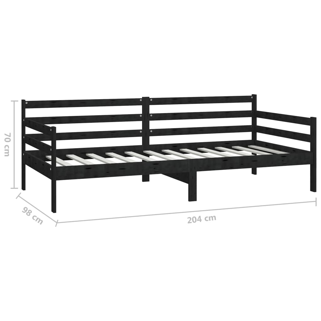 Tagesbett mit Schubladen 90x200 cm Schwarz Massivholz Kiefer