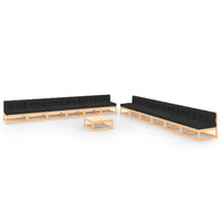 Thumbnail for 13-tlg. Garten-Lounge-Set mit Kissen Massivholz Kiefer