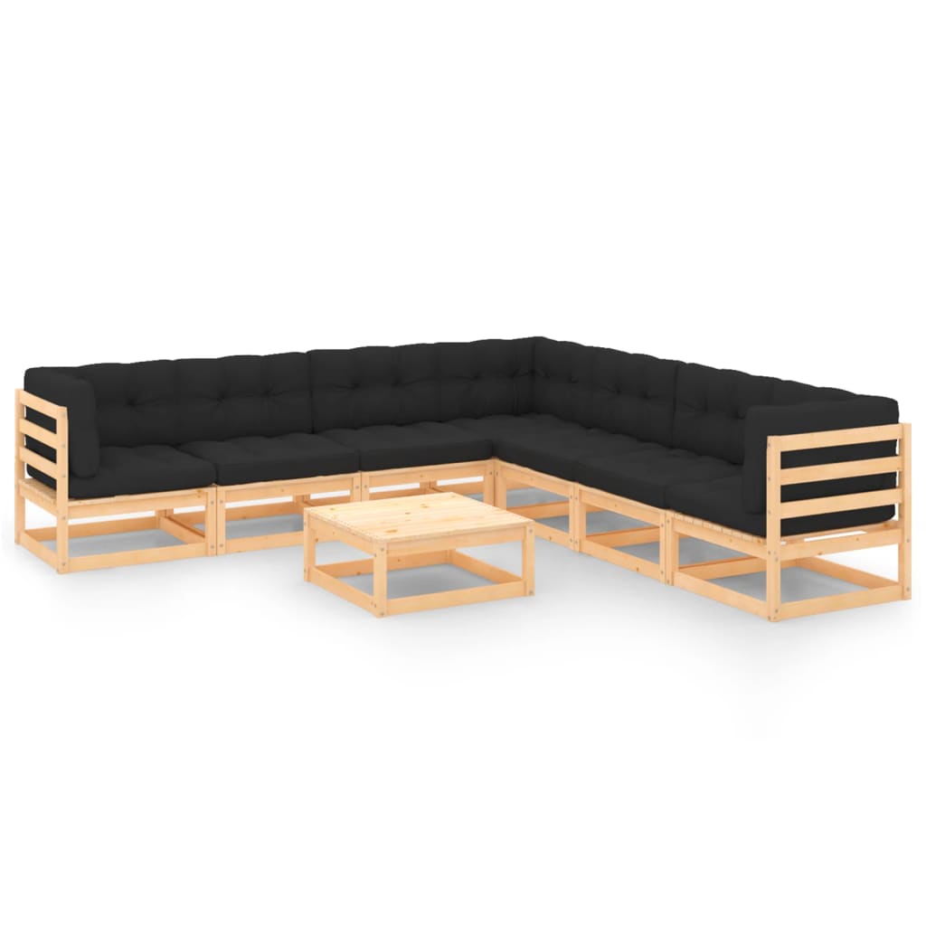 8-tlg. Garten-Lounge-Set mit Kissen Kiefer Massivholz
