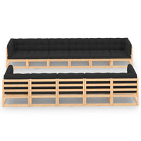 Thumbnail for 11-tlg. Garten-Lounge-Set mit Kissen Kiefer Massivholz