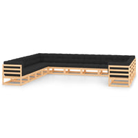 Thumbnail for 13-tlg. Garten-Lounge-Set mit Kissen Kiefer Massivholz