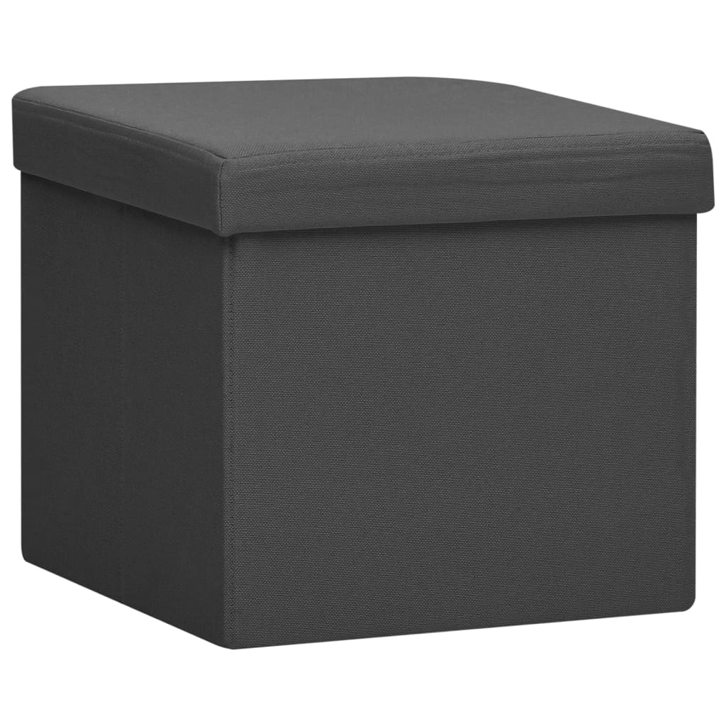 Hocker mit Stauraum Katzenmuster Dunkelgrau Stoff