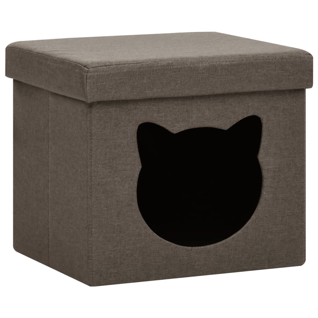 Hocker mit Stauraum Katzenmuster Braun Stoff