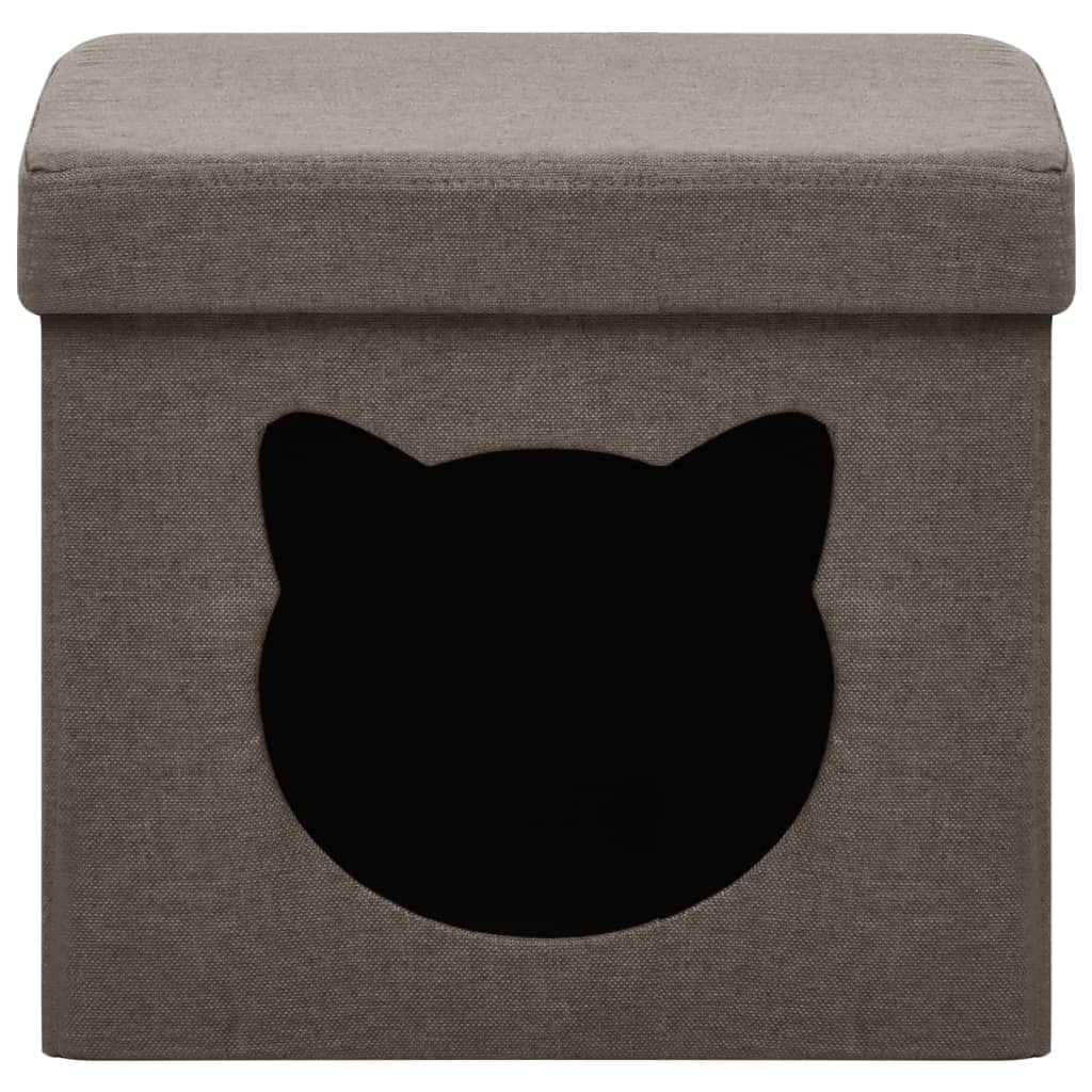 Hocker mit Stauraum Katzenmuster Braun Stoff