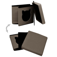 Thumbnail for Hocker mit Stauraum Katzenmuster Braun Stoff