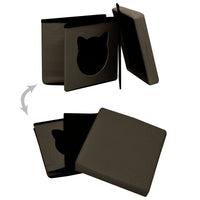 Thumbnail for Hocker mit Stauraum Katzenmuster Dunkelbraun Stoff