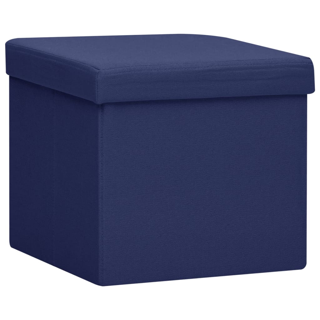 Hocker mit Stauraum Katzenmuster Blau Stoff