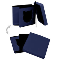 Thumbnail for Hocker mit Stauraum Katzenmuster Blau Stoff