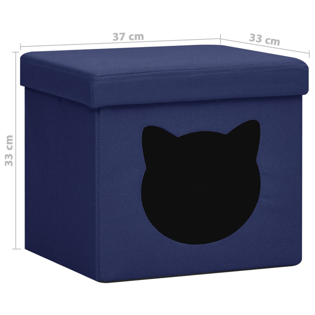 Hocker mit Stauraum Katzenmuster Blau Stoff