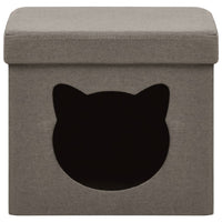 Thumbnail for Hocker mit Stauraum Katzenmuster Taupe Stoff