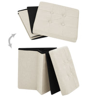 Thumbnail for Hocker mit Stauraum Cremeweiß Leinenoptik