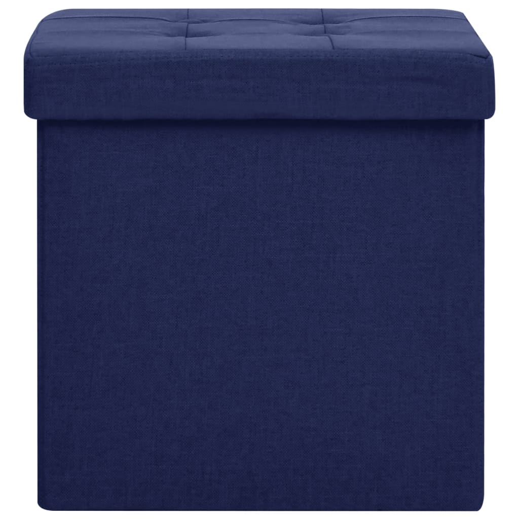 Hocker mit Stauraum 2 Stk. Blau Leinenoptik