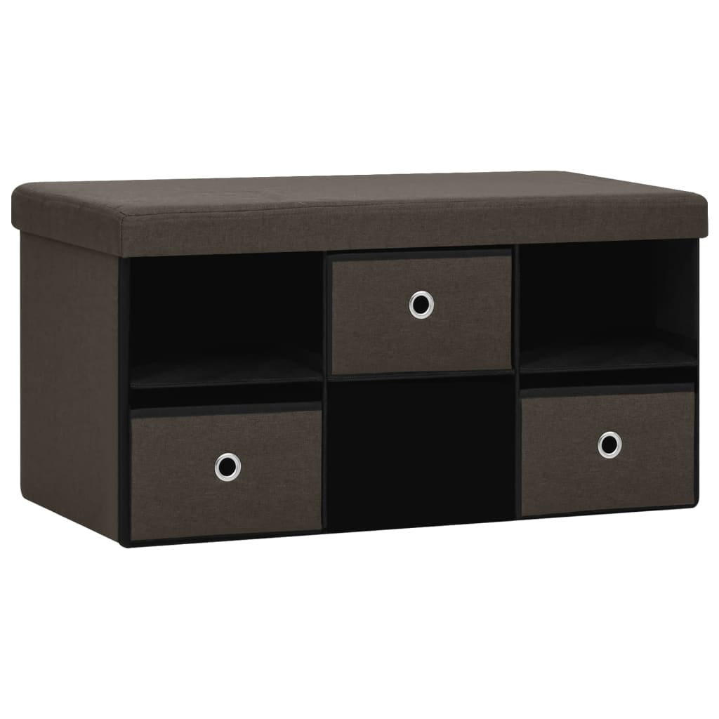 Faltbank mit Stauraum Dunkelbraun 76x38x38 cm Leinenoptik