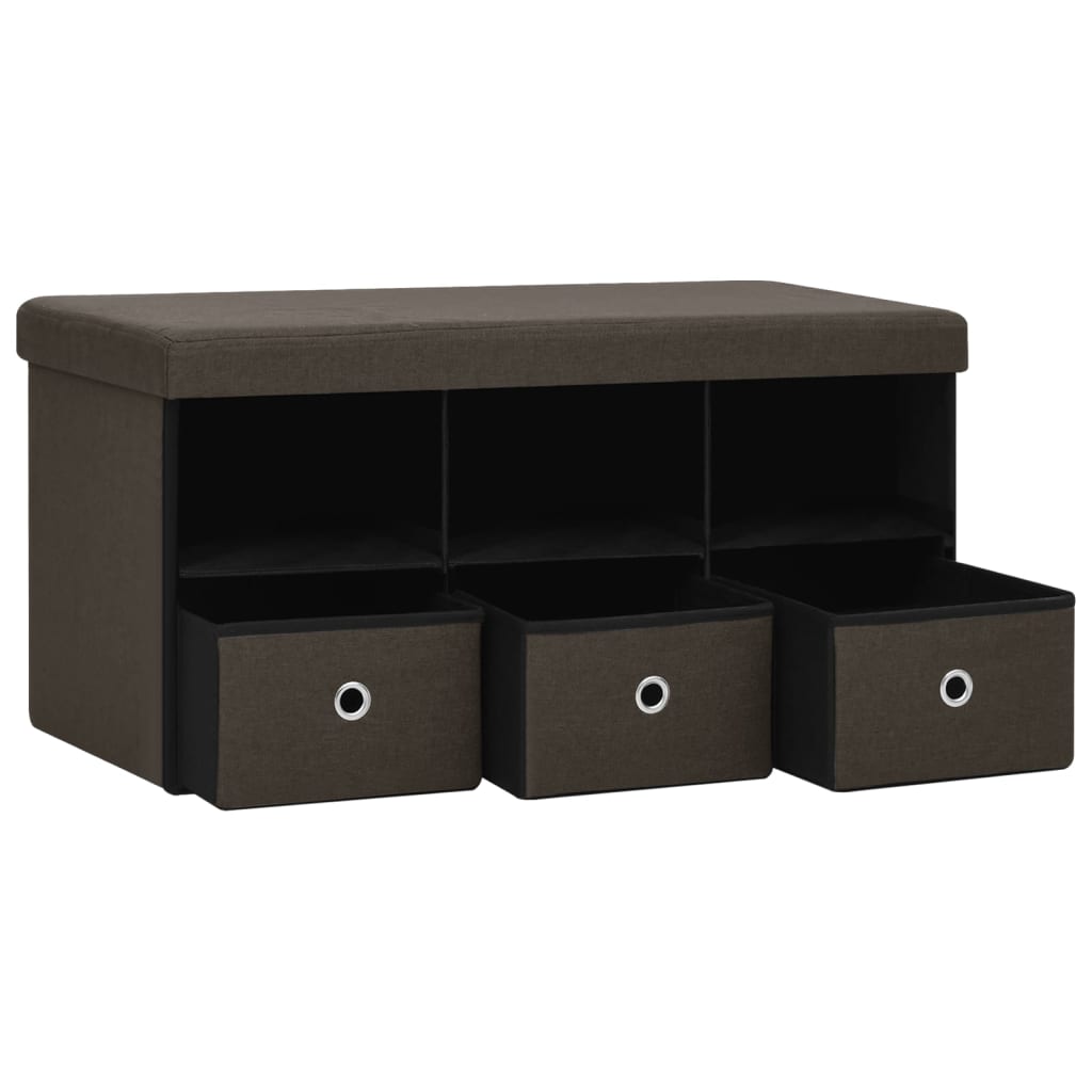 Faltbank mit Stauraum Dunkelbraun 76x38x38 cm Leinenoptik