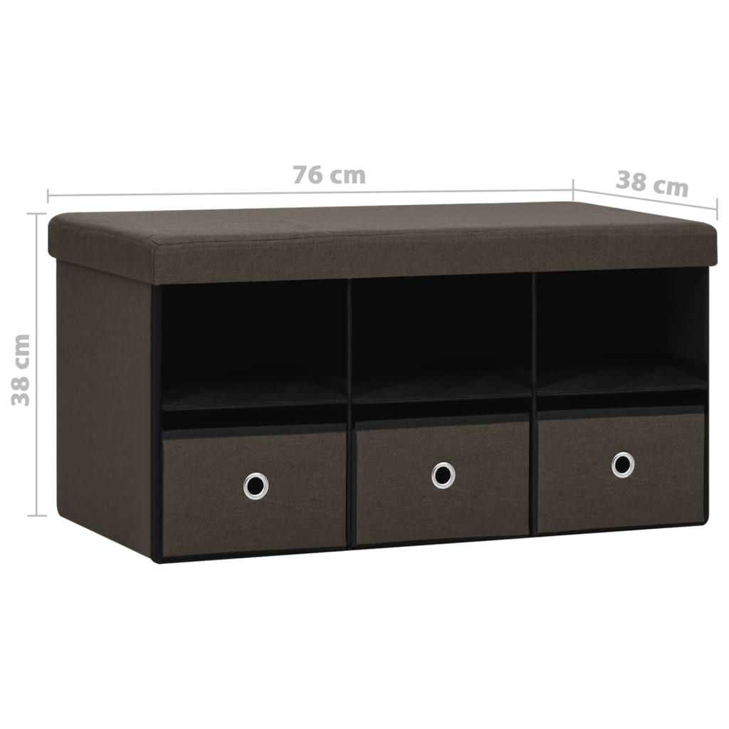 Faltbank mit Stauraum Dunkelbraun 76x38x38 cm Leinenoptik