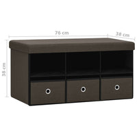 Thumbnail for Faltbank mit Stauraum Dunkelbraun 76x38x38 cm Leinenoptik