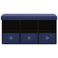 Thumbnail for Faltbare Sitzbank mit Stauraum Blau 76x38x38 cm Leinenoptik