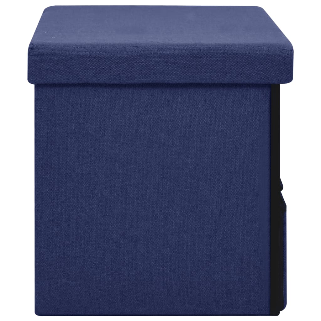 Faltbare Sitzbank mit Stauraum Blau 76x38x38 cm Leinenoptik