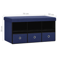 Thumbnail for Faltbare Sitzbank mit Stauraum Blau 76x38x38 cm Leinenoptik