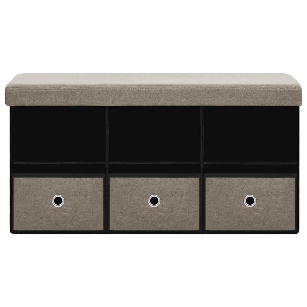 Faltbare Sitzbank mit Stauraum Taupe 76x38x38 cm Leinenoptik