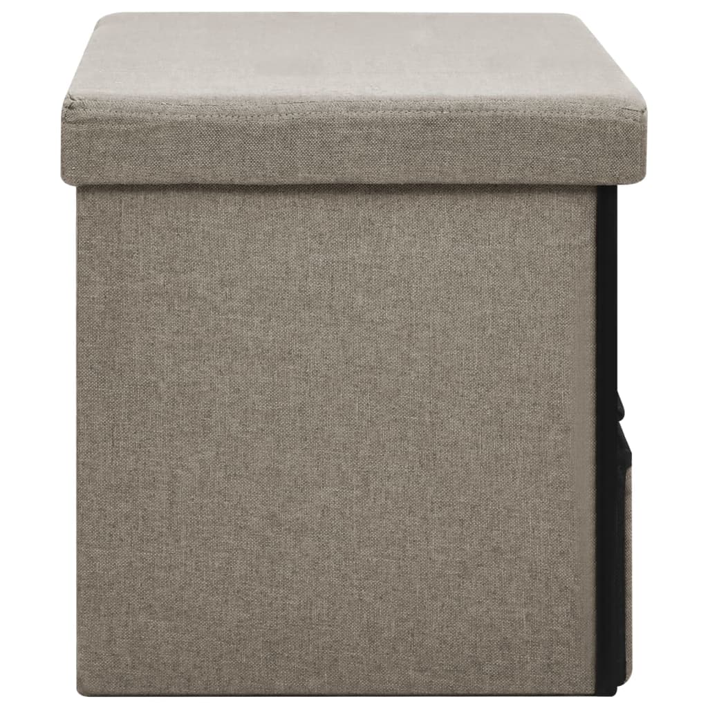 Faltbare Sitzbank mit Stauraum Taupe 76x38x38 cm Leinenoptik