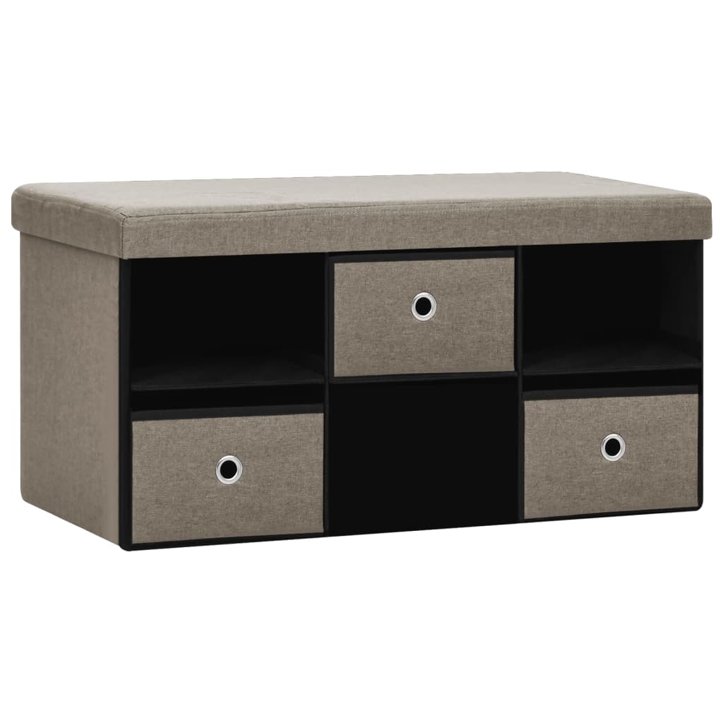 Faltbare Sitzbank mit Stauraum Taupe 76x38x38 cm Leinenoptik