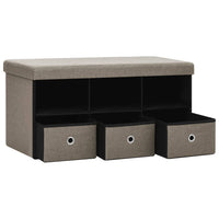 Thumbnail for Faltbare Sitzbank mit Stauraum Taupe 76x38x38 cm Leinenoptik