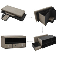 Thumbnail for Faltbare Sitzbank mit Stauraum Taupe 76x38x38 cm Leinenoptik