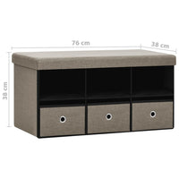 Thumbnail for Faltbare Sitzbank mit Stauraum Taupe 76x38x38 cm Leinenoptik