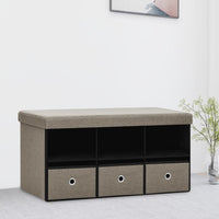 Thumbnail for Faltbare Sitzbank mit Stauraum Taupe 76x38x38 cm Leinenoptik